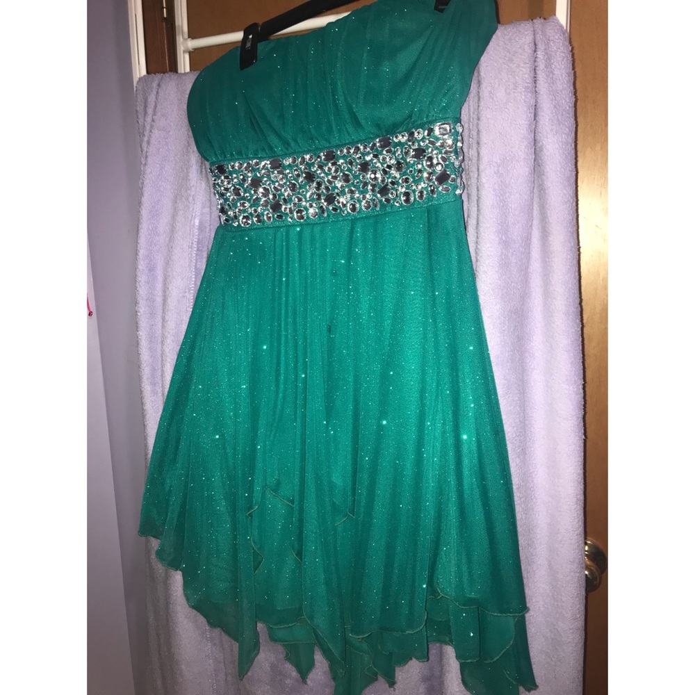 SPEECHLESS TEAL SEMI FORMAL DRESS